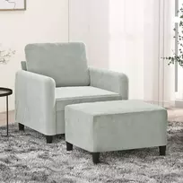 Sofa Krėslas su pakoja, šviesiai pilkos spalvos, 60cm, aksomas