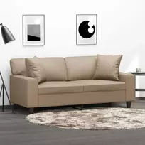 Dvivietė sofa su pagalvėlėmis, kapučino, 140cm, dirbtinė oda