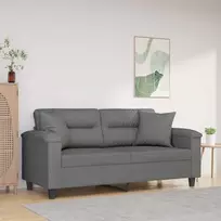 Dvivietė sofa su pagalvėmis, pilka, 140cm, mikropluošto audinys