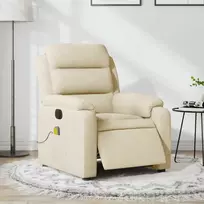 Fotelis Elektrinis atlošiamas masažinis krėslas, kreminis, audinys