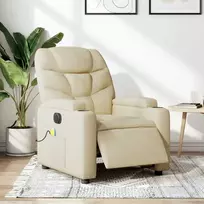 Fotelis Elektrinis atlošiamas masažinis krėslas, kreminis, audinys