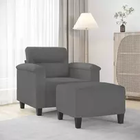 Sofa Krėslas su pakoja, tamsiai pilkas, 60cm, mikropluošto audinys