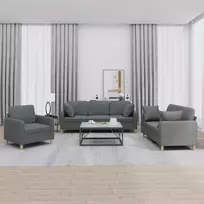 Sofa Sofos komplektas su pagalvėmis, 3 dalių, pilkas, audinys