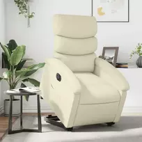 Fotelis Atsistojantis elektrinis krėslas, kreminis, dirbtinė oda