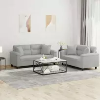 Sofa Sofos komplektas su pagalvėmis, 2 dalių, pilkas, audinys