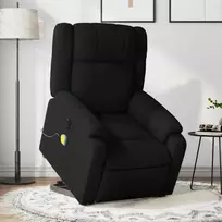Fotelis Atsistojantis elektrinis masažinis krėslas, juodas, audinys