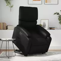 Fotelis Atsistojantis elektrinis krėslas, juodas, dirbtinė oda