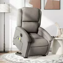 Fotelis Atsistojantis elektrinis masažinis krėslas, taupe, audinys