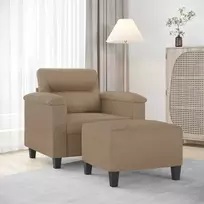 Fotelis Krėslas su pakoja, kapučino spalvos, 60cm, dirbtinė oda
