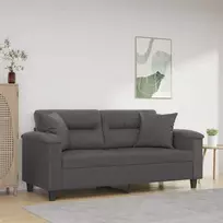 Dvivietė sofa su pagalvėlėmis, pilka, 140cm, dirbtinė oda