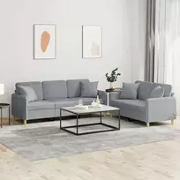 Sofa Sofos komplektas su pagalvėmis, 2 dalių, pilkas, audinys