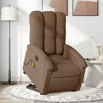 Fotelis Atsistojantis elektrinis masažinis krėslas, rudas, audinys