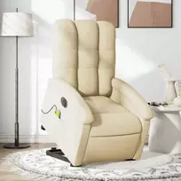 Fotelis Atsistojantis elektrinis masažinis krėslas, kreminis, audinys