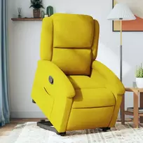 Fotelis Atsistojantis atlošiamas krėslas, geltonos spalvos, aksomas