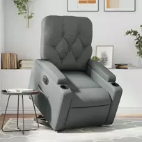 Fotelis Atsistojantis elektrinis krėslas, pilkas, dirbtinė oda