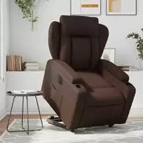 Fotelis Atsistojantis elektrinis krėslas, rudas, dirbtinė oda