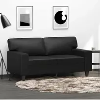 Dvivietė sofa, juodos spalvos, 120cm, dirbtinė oda