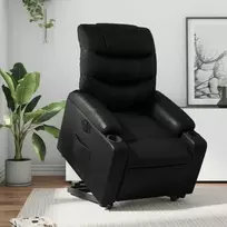 Fotelis Atsistojantis elektrinis krėslas, juodas, dirbtinė oda