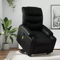 Fotelis Atsistojantis masažinis krėslas, juodas, dirbtinė oda
