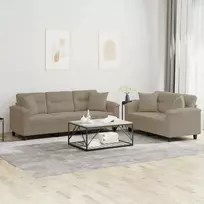 Sofa Sofos komplektas su pagalvėmis, 2 dalių, taupe, audinys