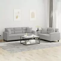 Sofa Sofos komplektas su pagalvėmis, 2 dalių, pilkas, audinys