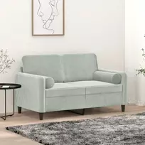 Dvivietė sofa su pagalvėlėmis, šviesiai pilka, 120cm, aksomas