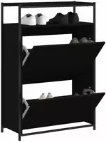 Spintelė batams, juodos spalvos, 75x34x112cm, apdirbta mediena