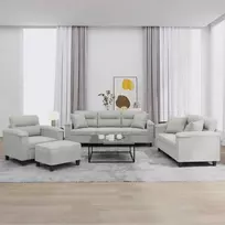 Sofa Sofos komplektas su pagalvėmis, 4 dalių, pilkas, audinys