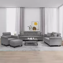 Sofa Sofos komplektas su pagalvėmis, 4 dalių, pilkas, audinys