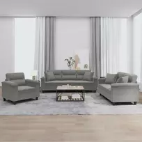 Sofa Sofos komplektas su pagalvėmis, 3 dalių, pilkas, audinys