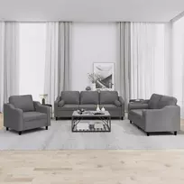 Sofa Sofos komplektas su pagalvėmis, 3 dalių, pilkas, audinys