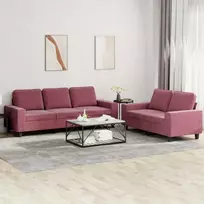Sofa Sofos komplektas, 2 dalių, raudonojo vyno spalvos, audinys