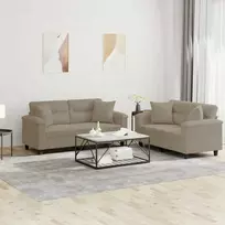 Sofa Sofos komplektas su pagalvėmis, 2 dalių, taupe, audinys