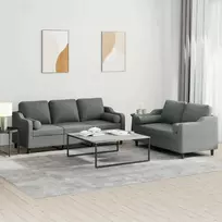 Sofa Sofos komplektas su pagalvėmis, 2 dalių, pilkas, audinys