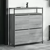 Batų spintelė su 4 atverčiamais stalčiais, pilka, 100x34x112cm