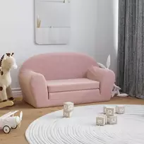 Vaikiška dvivietė sofa-lova, rožinės spalvos, minkštas pliušas