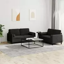 Sofa Sofos komplektas su pagalvėmis, 2 dalių, juodas, aksomas