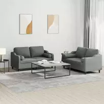 Sofa Sofos komplektas su pagalvėmis, 2 dalių, pilkas, audinys
