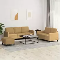 Sofa Sofos komplektas, 3 dalių, rudos spalvos, aksomas