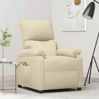 Fotelis Masažinis krėslas, kreminės spalvos, audinys