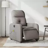 Fotelis Elektrinis atlošiamas masažinis krėslas, taupe, audinys