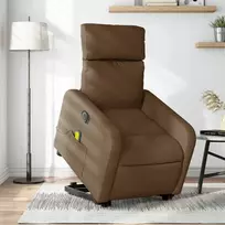 Fotelis Atsistojantis elektrinis masažinis krėslas, rudas, audinys