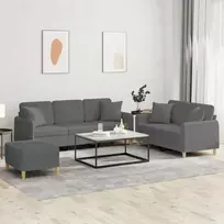 Sofa Sofos komplektas su pagalvėmis, 3 dalių, pilkas, audinys
