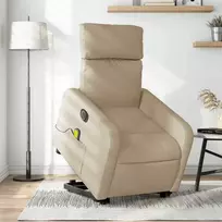 Fotelis Atsistojantis elektrinis masažinis krėslas, kreminis, audinys