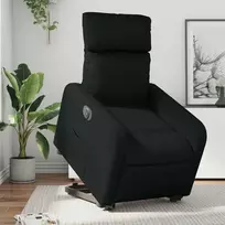 Fotelis Atsistojantis elektrinis krėslas, juodas, dirbtinė oda