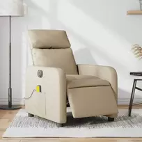 Fotelis Elektrinis atlošiamas masažinis krėslas, kreminis, audinys