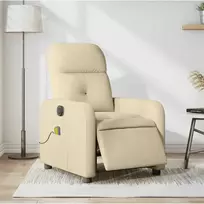 Fotelis Elektrinis atlošiamas masažinis krėslas, kreminis, audinys