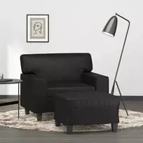Sofa Krėslas su pakoja, juodos spalvos, 60cm, dirbtinė oda