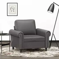 Fotelis Krėslas, pilkos spalvos, 60cm, dirbtinė oda
