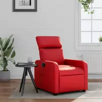 Fotelis Atlošiamas krėslas, raudonos spalvos, dirbtinė oda